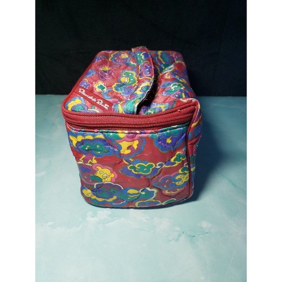 Oscar De La Renta Bag Red Blue Print Travel Organizer Vintage 90s Y2K - Picture 5 of 10